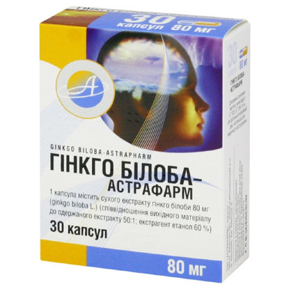Світлина Гінкго Білоба-Астрафарм капсули 80 мг №30